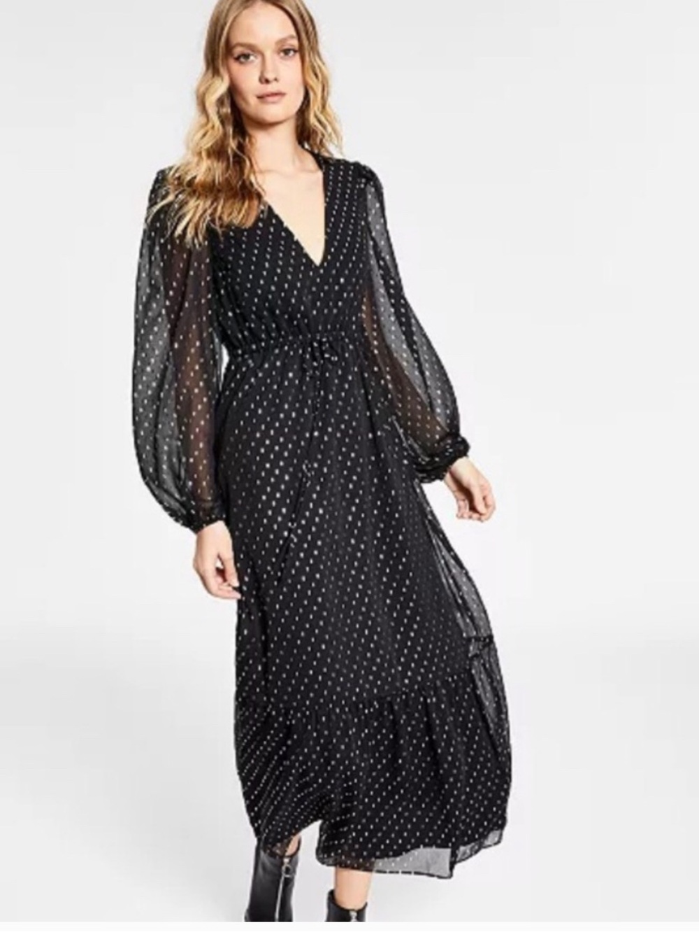 BAR III Black Metallic Spec Dress Sz M